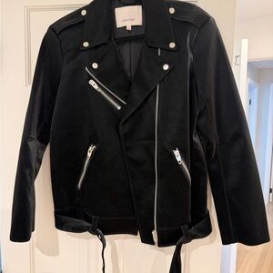 A.P.C. Black Leather Biker Jacket with Silver Hardware